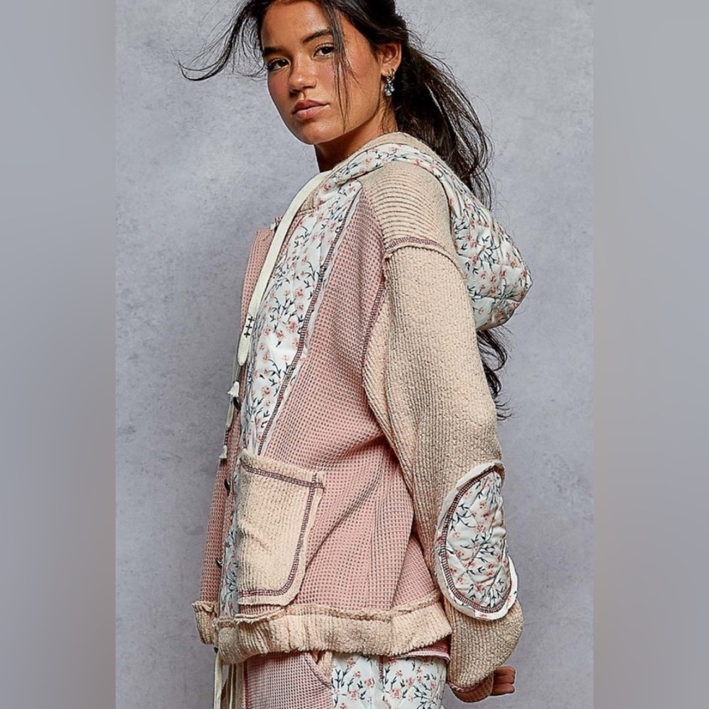 POL “ Chicago 6 “ POL Quilted Thermal Jacket and pants Set Pink Floral - Picture 3 of 4